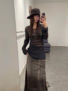SWAYING 25 Fall/Winter Collection: Woolen A-line Skirt with Tie-Up Detail and Gradient Design SW-SW25AW3B08C2S2-HUIZONG (Gray-Brown)